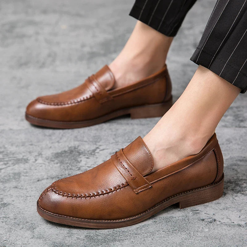 Mocassin Cuir Premium Marron De Ville Pour Homme