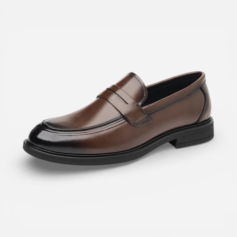 Chaussure Mocassin Costume Marron Vernis Premium Pour Homme